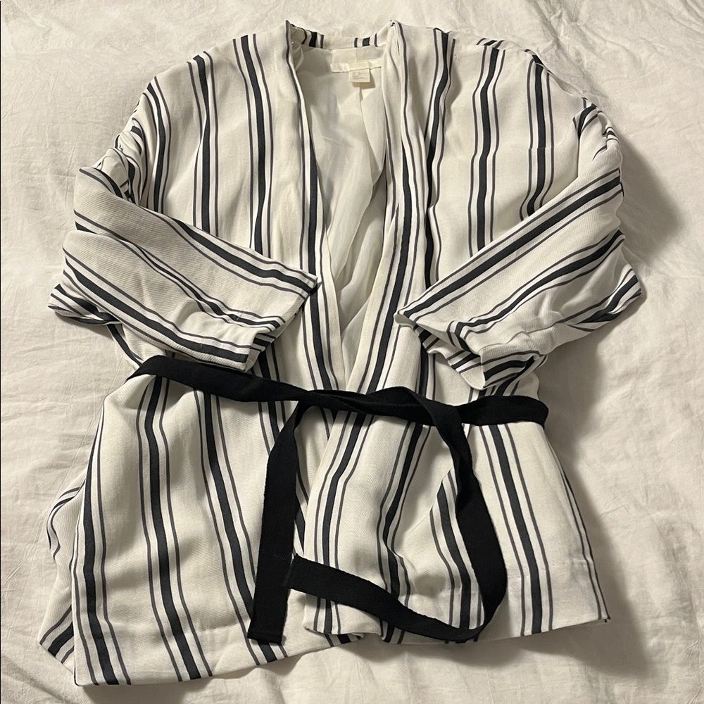 Striped Kimono Cardigan with Belt